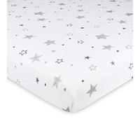 American Baby Company Impreso 100% algodón natural Valor Jersey Knit Fit Pack N Play Playard Sheet Super Stars, suave transpirable, para niños y niñas