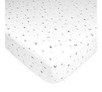 American Baby Company Jersey Estampado Sábana Bajera Ajustable para Cuna, Algodón, Estrellas Grises y Luna, 1 Count (Pack of 1)