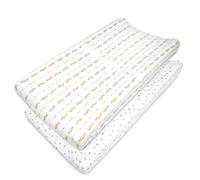 American Baby Company - Juego de 2 fundas para cambiadores (100% algodón natural, 100% algodón natural, ajustable, plumas y triángulos, suave transpirable, niños y niñas