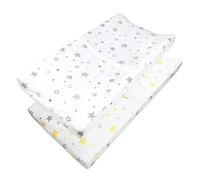 American Baby Company Juego de 2 mantas cambiadoras estampadas 100 % algodón de punto contorneado compatible con moisés de Mika Mickey con estrellas doradas y superestrellas para niños y niñas