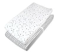 American Baby Company - Funda para cambiador de mesa, 100% algodón natural, estampada, Flecha plateada/rayas negras., Pack De 2
