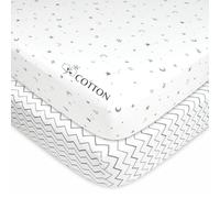 American Baby Company Paquete de 2 sábanas de Cuna de Punto 100% algodón para colchón estándar de Cuna y bebé, Estrellas Grises y Zigzag, para niños y niñas