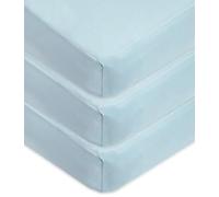American Baby Company Paquete de 3 sábanas bajeras para Cuna, 71 x 132 cm, Suaves, Transpirables, neutrales, 100% algodón, Color Azul, para niños y niñas, se Adapta a colchones de Cuna y Cama