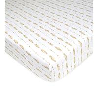 American Baby Company Printed Jersey Sábana Ajustable para Cuna, Plumas Taupe, Pack de 1