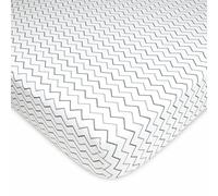 American Baby Company Printed Jersey Sábana Bajera Ajustable para Cuna, Algodón, Zigzag Gris, Pack de 1