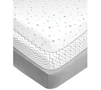 American Baby Company Sábana Bajera Ajustable de Punto 100% algodón para Cuna estándar y colchones pequeños, Estrella Gris/Zigzag, para niños y niñas (Paquete de 1)