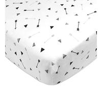 American Baby Company Sábana Bajera Ajustable para Cuna, 28 x 52 Pulgadas, Suave, Transpirable, Neutral, 100% algodón, Flecha Negra Plateada, para niños y niñas, se Adapta a colchones de Cuna y Cama