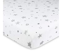 American Baby Company Sábana bajera ajustable para cuna de 28 x 52 pulgadas, suave, transpirable, neutral, 100% algodón, súper estrellas, para niños y niñas, se adapta a colchones de cuna y cama