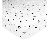 American Baby Company - Sábana Bajera Ajustable para Cuna estándar y colchones para niños y niñas (100% algodón), diseño de Alfabeto, para niños y niñas