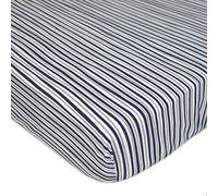 American Baby Company - Sábana Bajera Ajustable para Cuna estándar y colchones para niños y niñas, diseño de Rayas, Color Azul Marino