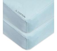 American Baby Company Sábana tejida para cuna 100% algodón, azul, 2 unidades azul azul Talla:Paquete de 2