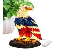American Bird Lamp - Red White Blue Ornament, Symbolic Shelf Nightlight, Detailed Desk Sculpture, Nightstand Illumination | Festive Wildlife Accessory, Home Styling Piece for Holiday Celebration