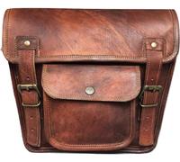 american blue Bolsa lateral de cuero | Alforjas para motocicleta | Manillar Sissy Bar | Alforjas Bolsa de herramientas de viaje para bicicleta y bicicleta 11 x 3 x 9 pulgadas