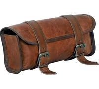 American Blue - Bolsa vintage para moto, de piel de cabra auténtica, cierre con hebilla de dos correas, para herramientas, marrón, cierre rápido, reforzada, para manillares, horquillas, modelo 2