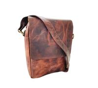 american blue Bolso bandolera de cuero con cierre magnético, correa ajustable marrón, interior de nailon, mochila de viaje para hombres y mujeres, Brown, 25X18X6 CM