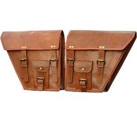 american blue Bolso de Cuero para Motocicleta Bolso de alforja Genuino Bicicleta de Cuero Bolso de Herramientas Manillar marrón Sissy Bar Bolsa de Viaje,Alforjas de Silla de Montar Juego de 2 Bolsas