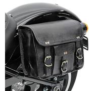 american blue Cuero auténtico motocicleta bolsa de herramientas marrón manillar Sissy Bar bolsa de viaje bicicleta bolsa de sillín Pannier, estilo balanceo silla de montar color negro