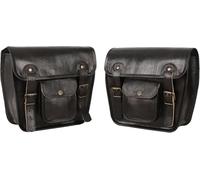 american blue - Juego de 2 alforjas de piel auténtica para motocicleta y bicicleta, alforja clásica, bolsa para bicicleta, bolsas vintage para horquilla, para amantes de la bicicleta (negro)