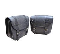american blue Juego de 2 bolsas de piel auténtica para moto, alforjas para sillín de bicicleta, estilo vintage, para amantes de la bicicleta (GearGo Set Black)