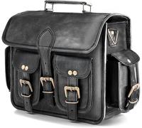 American Blue Juego de 2alforja de piel auténtica para moto y bicicleta, alforjas vintage para amantes de la bicicleta (Black only 1 Bag)