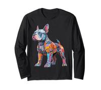 American Bully Dog Motif Pet Artwork Colorido American Bully Manga Larga