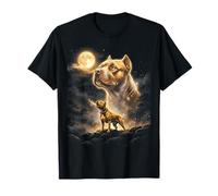 American Bully Howling to The Moon Meme 90s Gráfico Animal Camiseta
