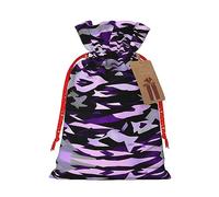 American Camouflage Purple 1 bolsa de Navidad con cordón de 4.7 x 6.9 pulgadas, bolsa robusta para regalos y artículos esenciales de uso diario
