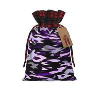 American Camouflage Purple 1 bolsa de Navidad con cordón de 4.7 x 6.9 pulgadas, bolsa robusta para regalos y artículos esenciales de uso diario