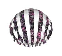 American Camouflage Purple - Gorro de ducha de doble capa, elegante y funcional, reutilizable y bonito gorro de baño elástico