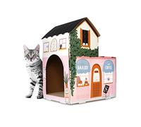 American Cat Club Casa para Gatos con rascador y Hierba gatera incluidos, cafetería