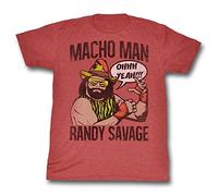 American Classics Macho Man Randy Savage Oh Yeah Adult Heather Red T-Shirt, Heather Rojo, M