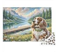 American Cocker Spaniel 1000Pc for Adults Kids Basset Hound by Lake Educational Games Suitable for Decompression 52x38cm/1000pcs