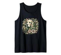 American Cocker Spaniel Caprichoso Floral Perro Ilustración Camiseta sin Mangas