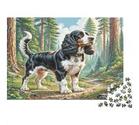 American Cocker Spaniel Puzzle for The Whole Family Tricolor Dog in Forest Path for Women, Gifts for Men Adults & Kids 70x50cm/1000pcs