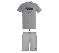 AMERICAN COLLEGE USA Ensemble Lot 2 Pièces T Shirt et Short Enfants Garçons Filles, Conjunto 2 piezas camiseta + pantalón corto Unisex Niños, Gris, 8 Ans