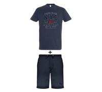 AMERICAN COLLEGE USA Ensemble Lot 2 Pièces T Shirt et Short Enfants Garçons Filles, Conjunto 2 piezas camiseta + pantalón corto Unisex Niños, Bleu Marine, 4 Ans