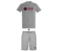 AMERICAN COLLEGE USA Ensemble Lot 2 Pièces T Shirt et Short Enfants Garçons Filles, Conjunto 2 piezas camiseta + pantalón corto Unisex Niños, Gris, 6 Ans