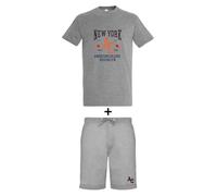 AMERICAN COLLEGE USA Ensemble Lot 2 Pièces T Shirt et Short Enfants Garçons Filles, Conjunto 2 piezas camiseta + pantalón corto Unisex Niños, Gris, 8 Ans