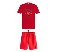 AMERICAN COLLEGE USA Set de 2 Piezzas Camiseta Y Bermuda Casual Deportivos Lote de Ropas Ropa Unisex Hombre Mujer Modelo ACEN229 Rojo Talla XL