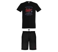 AMERICAN COLLEGE USA Set de 2 Piezzas Camiseta Y Bermuda Casual Deportivos Lote de Ropas Ropa Unisex Hombre Mujer Modelo ACEN230 Negro Talla M