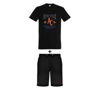 AMERICAN COLLEGE USA Set de 2 Piezzas Camiseta Y Bermuda Casual Deportivos Lote de Ropas Ropa Unisex Hombre Mujer Modelo ACEN229 Negro Talla L