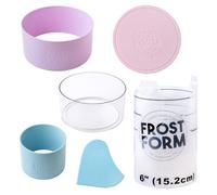 American Crafts Food Crafting - Kit de preparación de forma de escarcha de 6 pulgadas (7 piezas) para moldes de pasteles, soporte redondo para cortador de migas, instrucciones de formulario de base,
