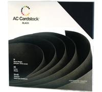 American Crafts Paquete de cartulina texturizada de 12 x 12 pulgadas, 60 unidades, color negro sólido