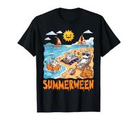 American Curl Cat Spooky Summerween Vacaciones Tropical Beach Camiseta