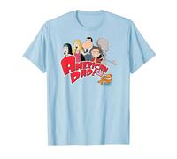 American Dad Show Logo with Family Cartoon Camiseta, Hombre, Azul Bebé, XXL