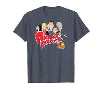 American Dad Show Logo with Family Cartoon Camiseta, Hombre, Azul Jaspeado, 5XL