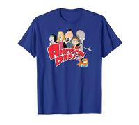 American Dad Show Logo with Family Cartoon Camiseta, Hombre, Azul Real, 3XL