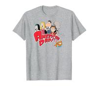 American Dad Show Logo with Family Cartoon Camiseta, Hombre, Gris Jaspeado, 3XL
