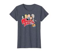 American Dad Show Logo with Family Cartoon Camiseta, Mujer, Azul Jaspeado, XS