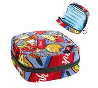 American Delicious - Bolsa portátil con patrón de alimentos grasos, bolsa de almacenamiento de tampones para servilletas sanitarias, Varios colores, 4.7x6.6x6.6 in/12x17x17 cm